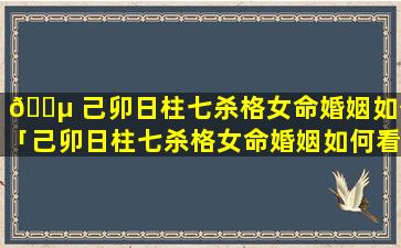 🐵 己卯日柱七杀格女命婚姻如何「己卯日柱七杀格女命婚姻如何看」